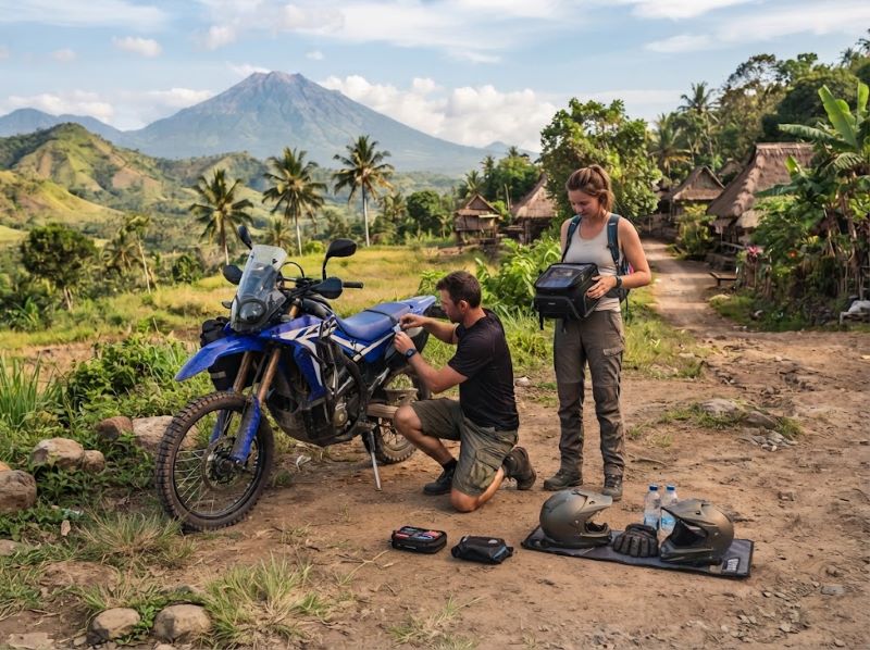 Lombok Motorbike Tour preparing