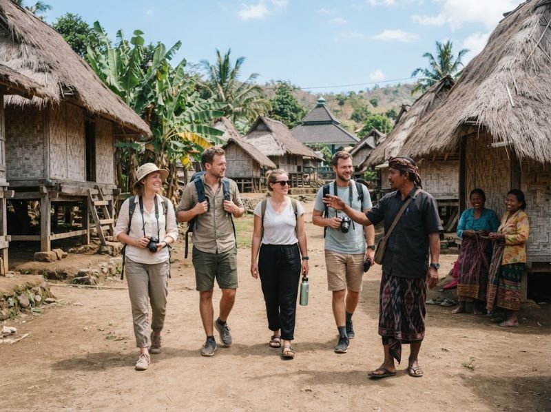 tourist visit Lombok traditional village