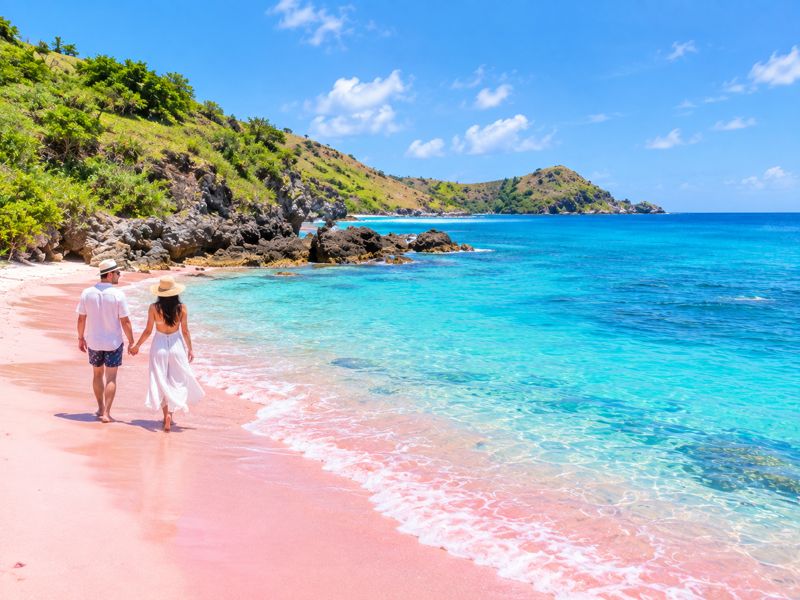 Pink Beach coastline during a private Lombok island day trip