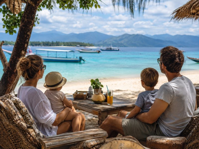 family with young children in Gili Trawangan