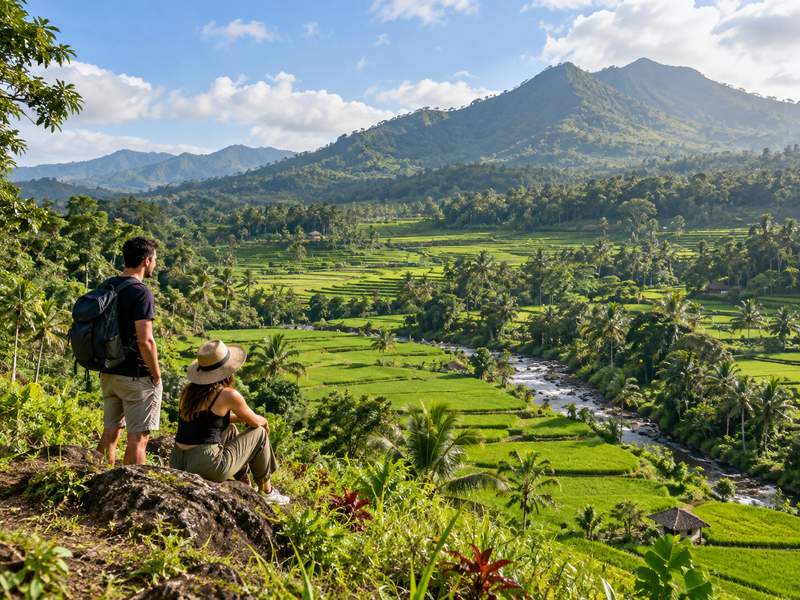 green inland scenery during a Lombok private trip