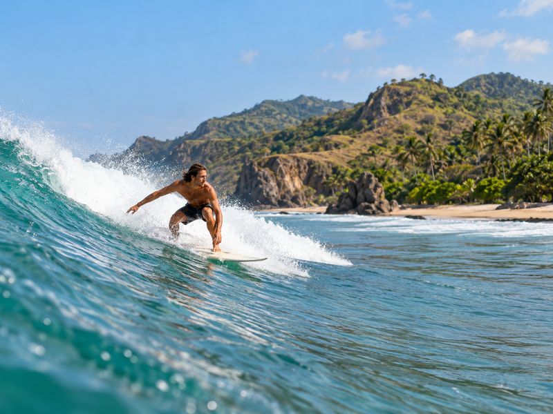 surfing in Lombok during a relaxed private day trip