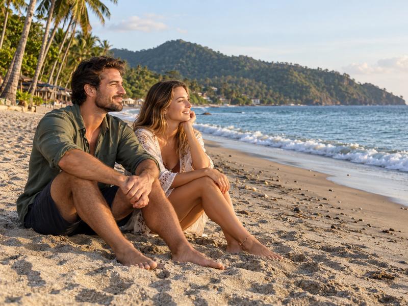 Couple enjoying a relaxed afternoon at Senggigi Beach