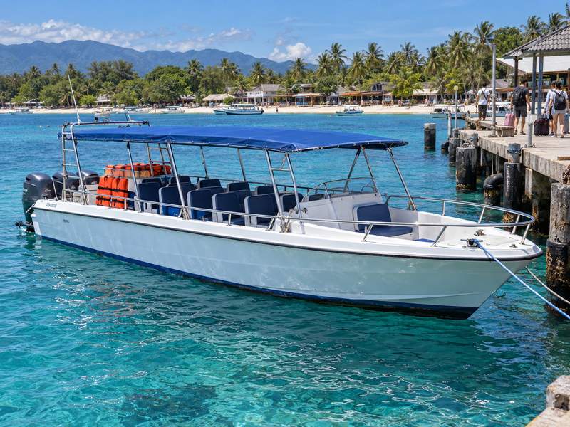 Passenger boat beside the harbour on Gili Trawangan