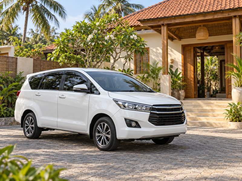 Private car outside accommodation in Kuta Lombok