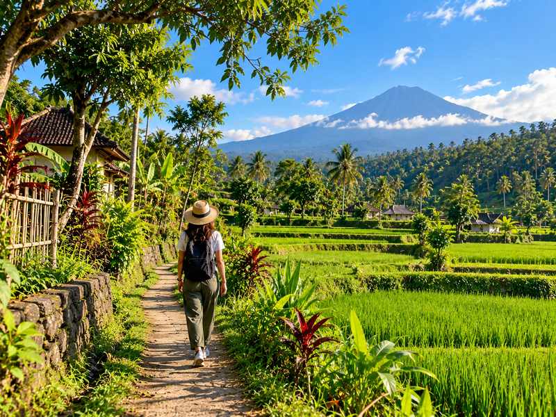 Rural footpath through the Tetebatu countryside