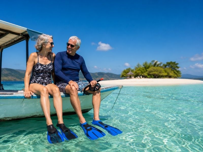 Couple snorkeling at Gili Kedis