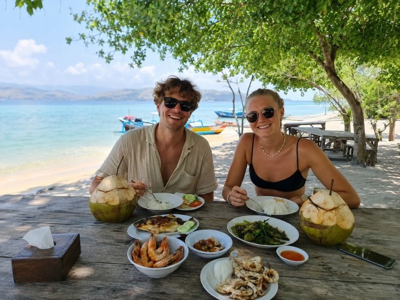 Lunch by the beach in Gili Nanggu
